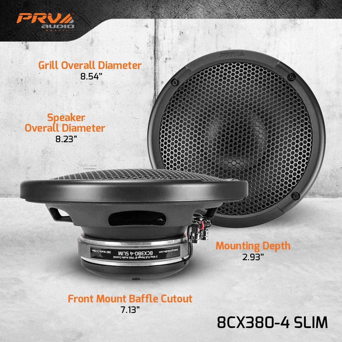 PRV Audio 8CX380-4 SLIM | 8" 380W Coaxial Speaker (Single) PRV Audio