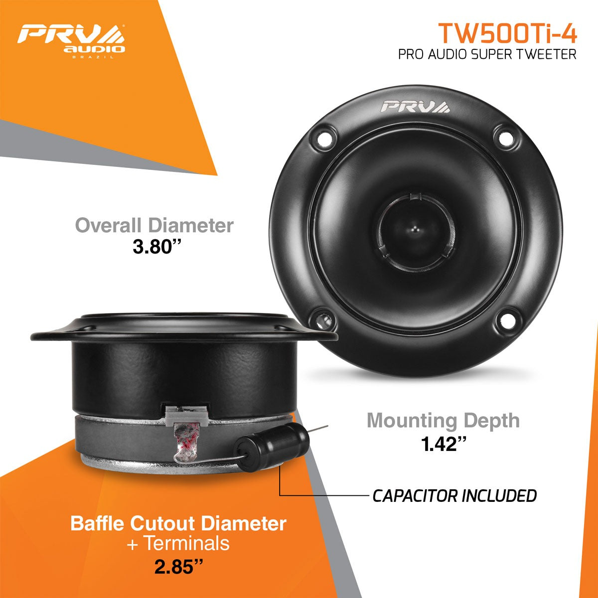 PRV Audio TW500Ti-4 Shallow Bullet Tweeters (Pair) PRV Audio