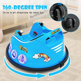 Interactive 12V Bumper Car for Kids with Remote Control, LED Lights, and Music