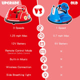 Interactive 12V Kids Bumper Car with Remote Control, LED Lights, and Music - Red