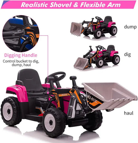 Interactive 12V Kids Excavator Digger Construction Truck Toy with Working Bucket - Perfect Gift for Little Builders