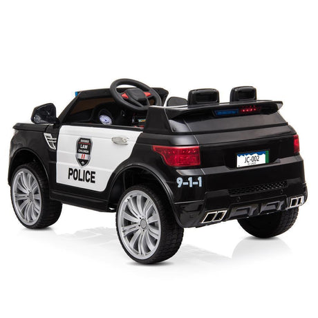 Interactive 12V Kids Police Car with Music, LED Lights, and Remote Control