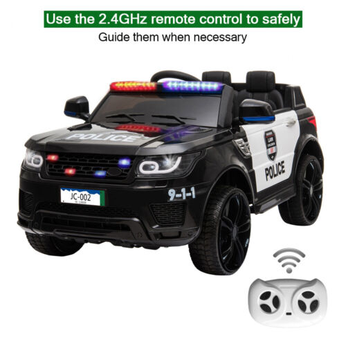 Interactive 12V Kids Police SUV Ride-On Car with LED Lights, Music, Sirens, and Remote Control