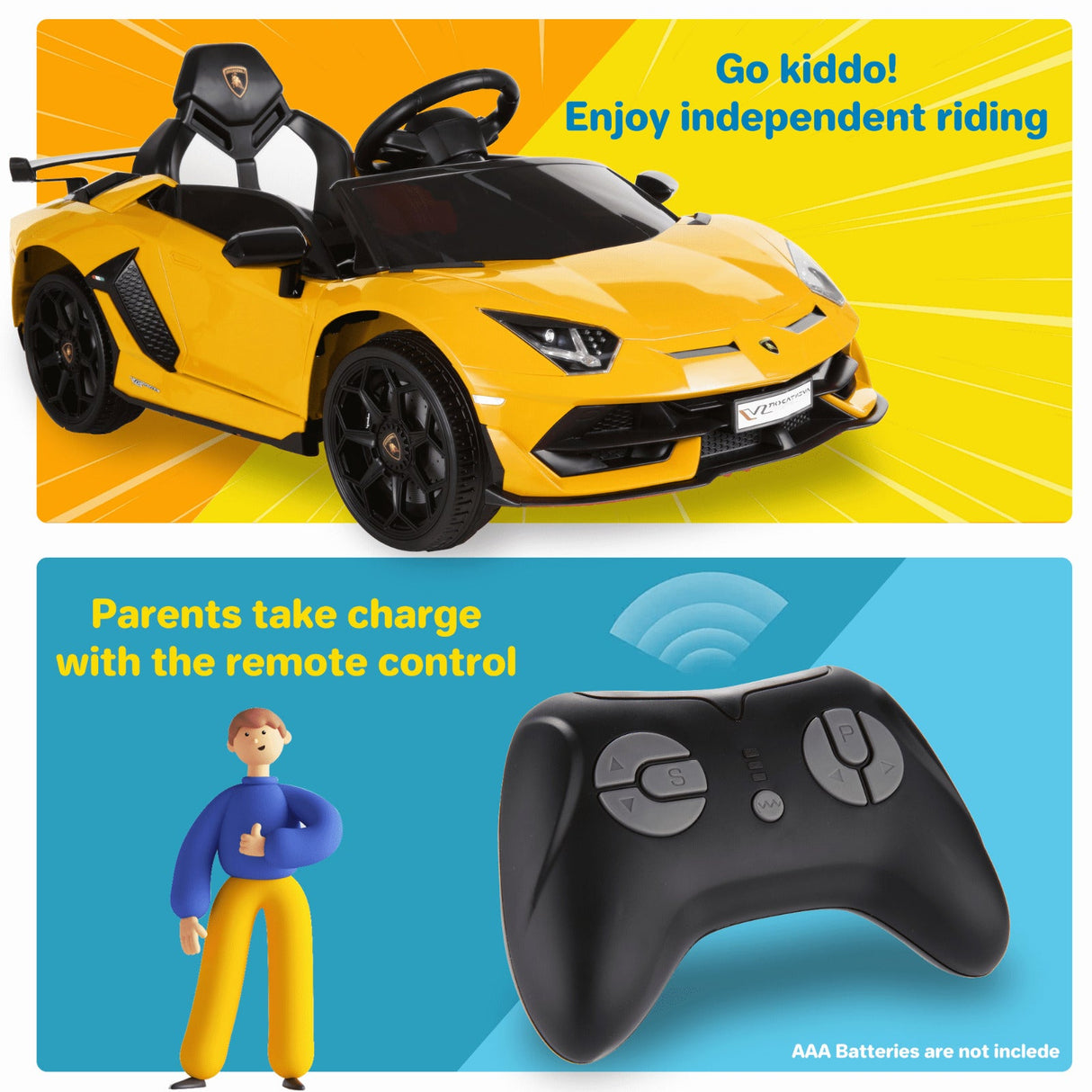 Green 2.4G RC Electric Ride-On Car for Kids with Light and Music, Openable Doors
