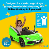 Green 2.4G RC Electric Ride-On Car for Kids with Light and Music, Openable Doors