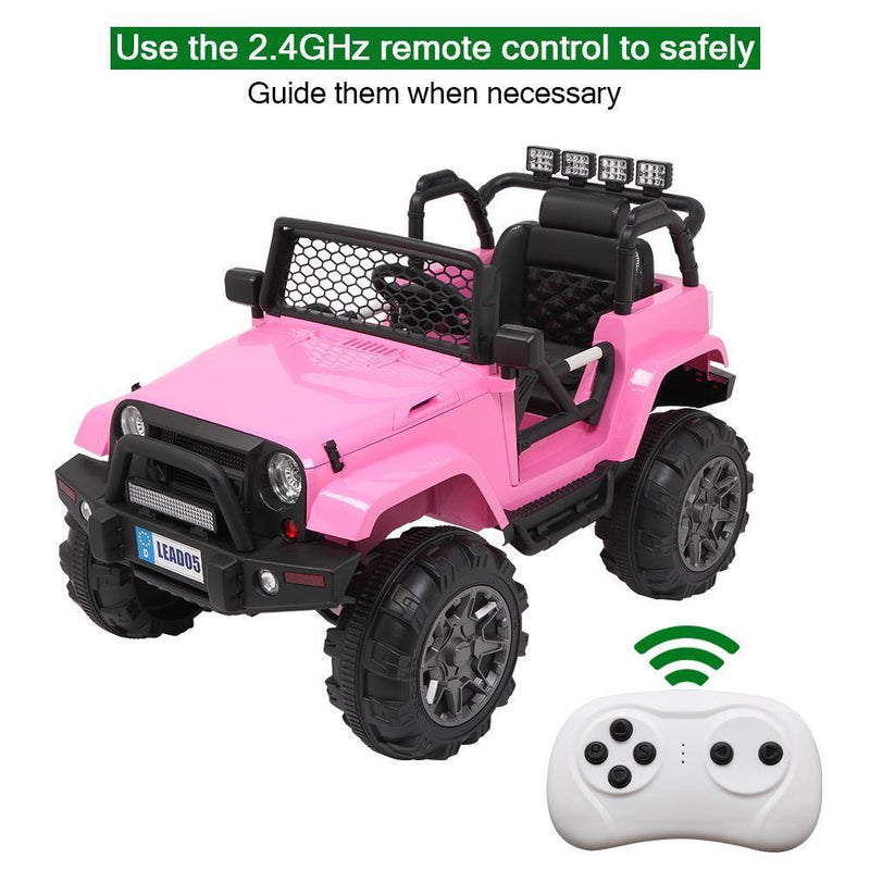 Interactive 12V Pink Ride On Car for Kids with Music and Remote Control