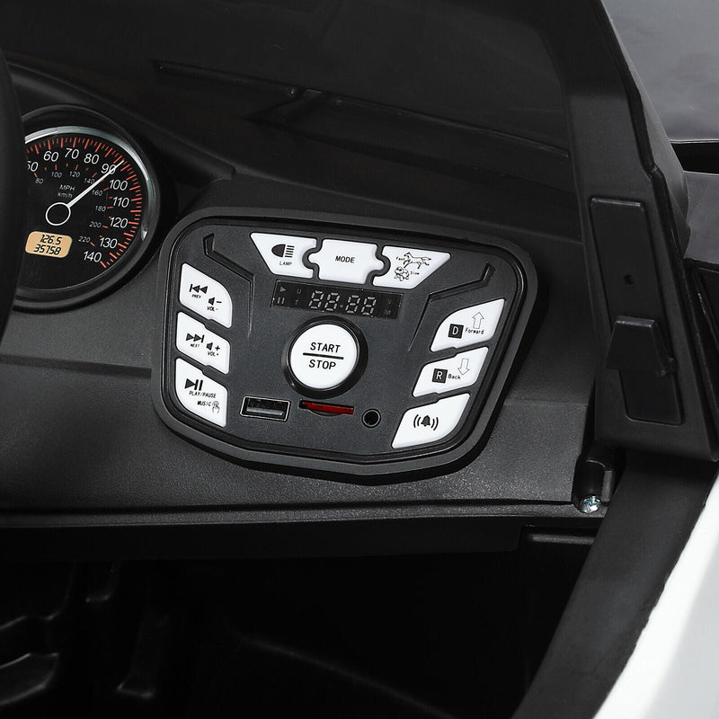 Interactive 12V Police Car Ride-On with RC, LED Lights, and Intercom - 6 Wheel Truck for Kids