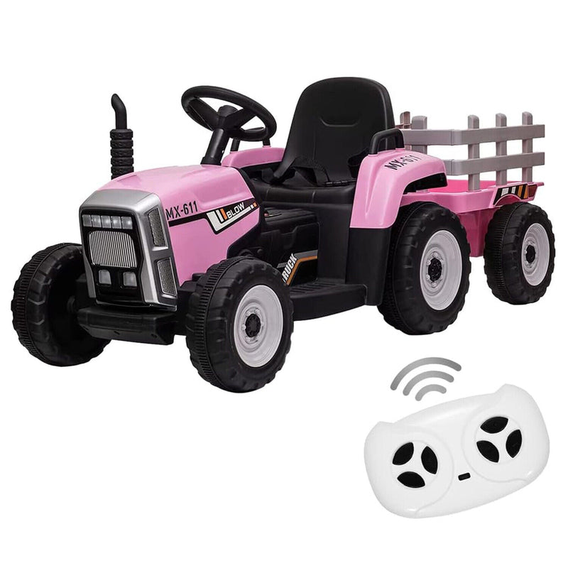 Interactive 12V Ride-On Tractor Trailer for Kids with Remote Control and MP3 Player