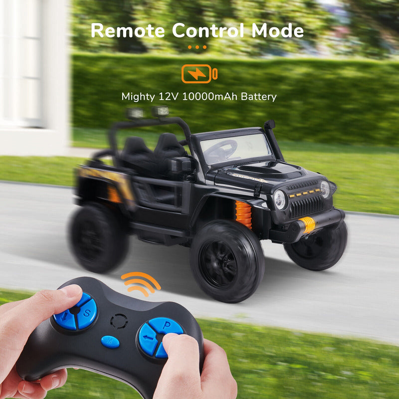 Interactive 12V Ride-On Truck for Kids with Remote Control, LED Lights, and Music
