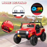 Interactive 12V Ride On Truck with Remote Control, LED Lights, and Music for Parent-Child Fun