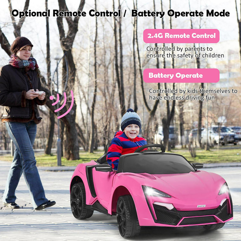 Interactive 2.4G RC Electric Car for Kids with Lights, MP3 Player, and Openable Doors - 12V