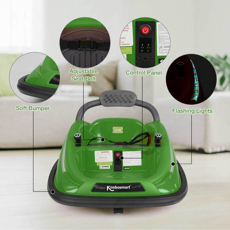 Interactive 6V Bumper Car for Kids with Remote Control, Flashing Lights, Music, and Customizable Stickers