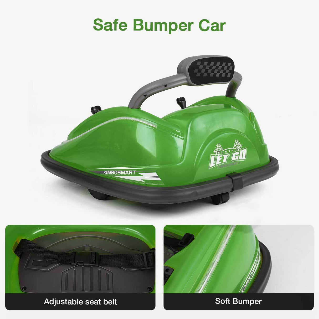 Interactive 6V Bumper Car for Kids with Remote Control, Flashing Lights, Music, and Customizable Stickers