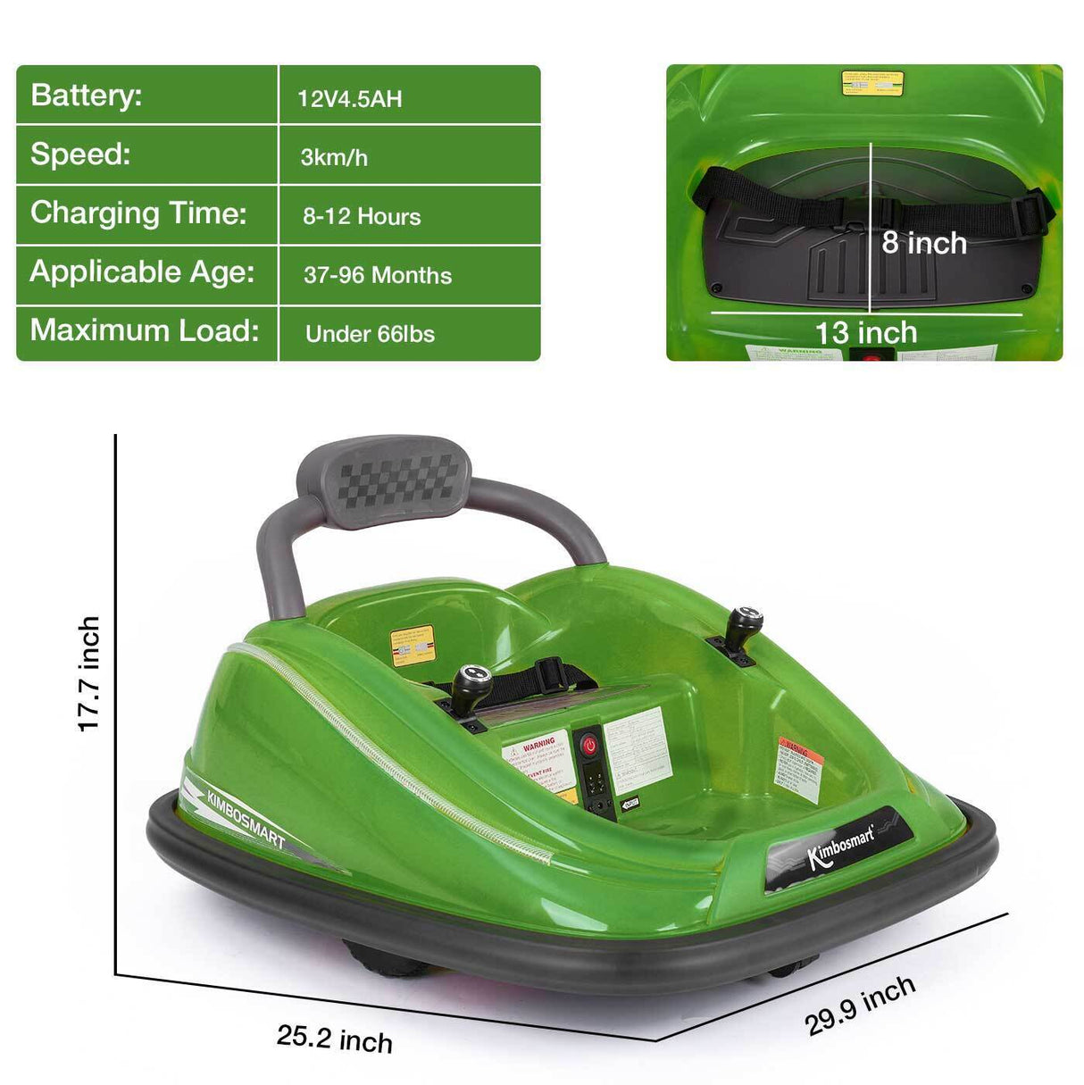 Interactive 6V Bumper Car for Kids with Remote Control, Flashing Lights, Music, and Customizable Stickers