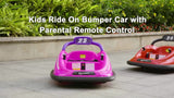 Interactive 6V Bumper Car for Kids with Remote Control, Flashing Lights, Music, and Customizable Stickers - Perfect Gift for Creative Playtime