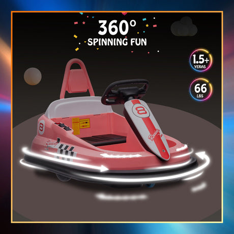 Interactive 6V Electric Bumper Car for Kids with Lights, Music, Horn, and Safety Belts