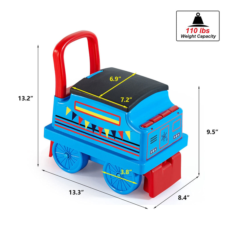 Interactive 6V Electric Kids Train Set with Track, Carriage, Lights, Whistle, Music, Storytelling, and Storage