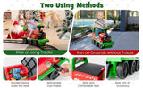 Interactive 6V Kids Ride-On Train with 16-Piece Track Set, Lights, Sounds, and Storage Seat