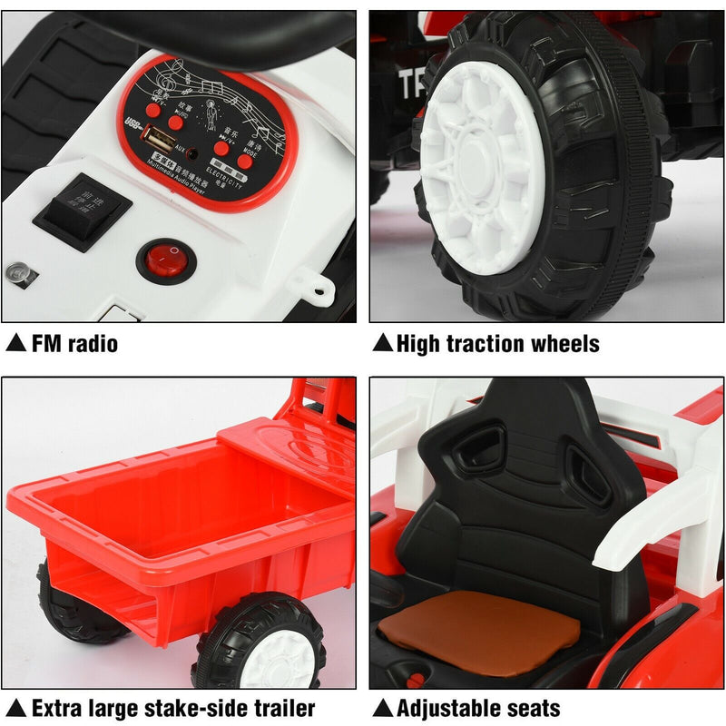 Fun and Functional Children's Electric Tractor Scooter with Detachable Trailer - Perfect for Playtime!