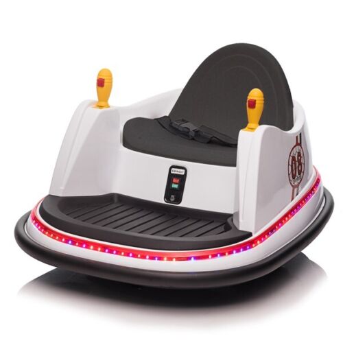 Interactive LED Bumper Car for Kids and Toddlers with Remote Control - White