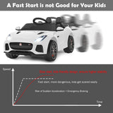 Jaguar F-Type SVR 12V Licensed Kids Ride On Car with Lights, Music, and Remote Control - White