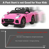Jaguar F Type SVR 12V Ride-On Car for Kids with MP3, USB, and Pink LED Lights