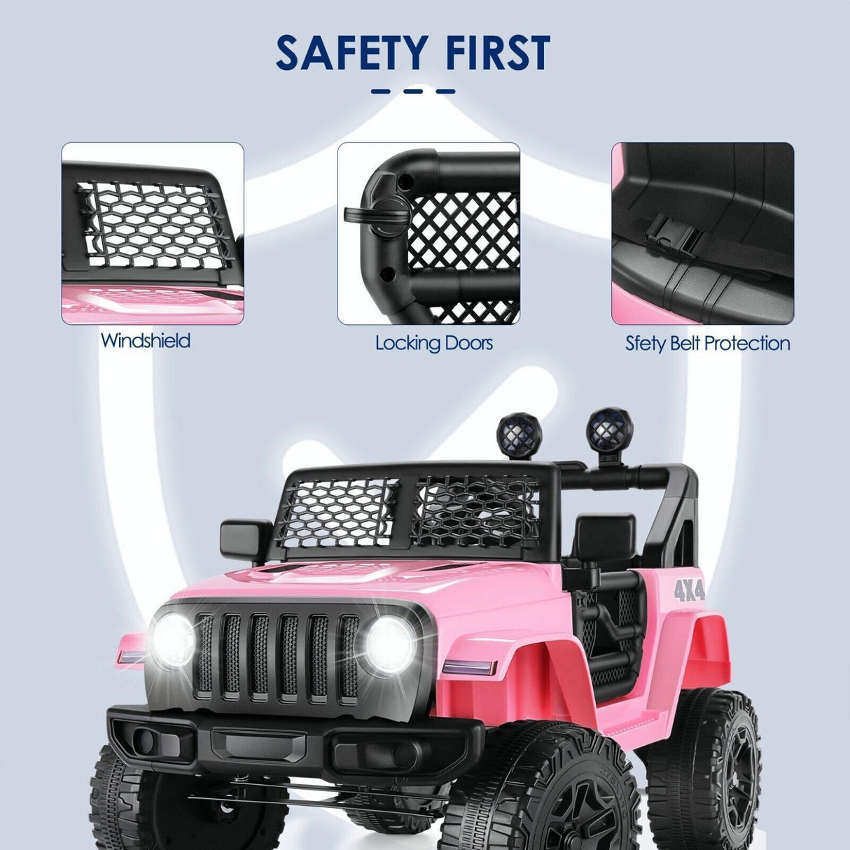Jeep 24V/12V Kids Electric Ride-On Car with Remote Control, 3 Speeds, and LED Lights
