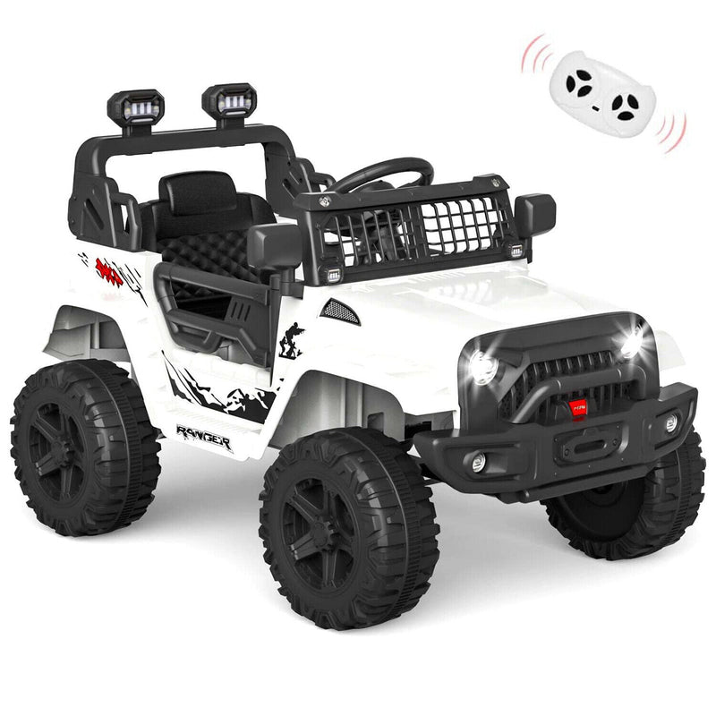 Jeep-Inspired 12V Ride-On Truck for Kids Ages 3-8, White