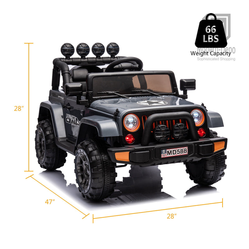 Jeep Kids Ride On Car with Parent Remote Control, Customizable Stickers, and LED Lights - 12V