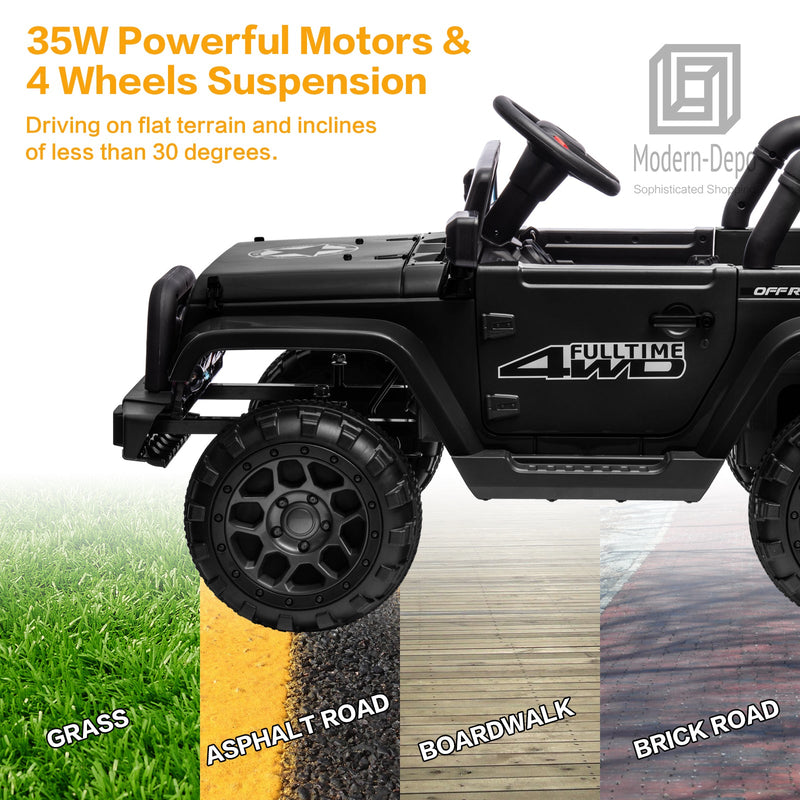 Jeep Kids Ride On Car with Parent Remote Control, Customizable Stickers, and LED Lights - 12V