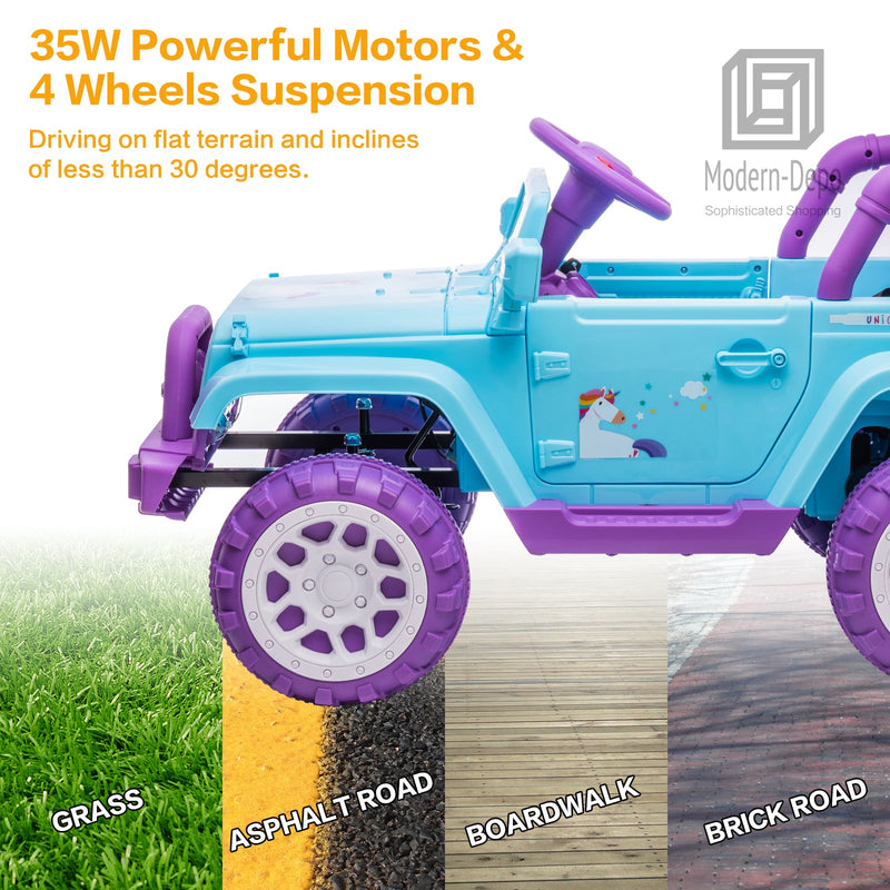 Jeep Kids Ride On Car with Parent Remote Control, Customizable Stickers, and LED Lights - 12V