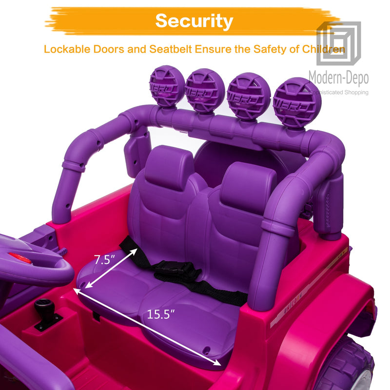 Jeep Kids Ride On Car with Parent Remote Control, Customizable Stickers, and LED Lights - 12V