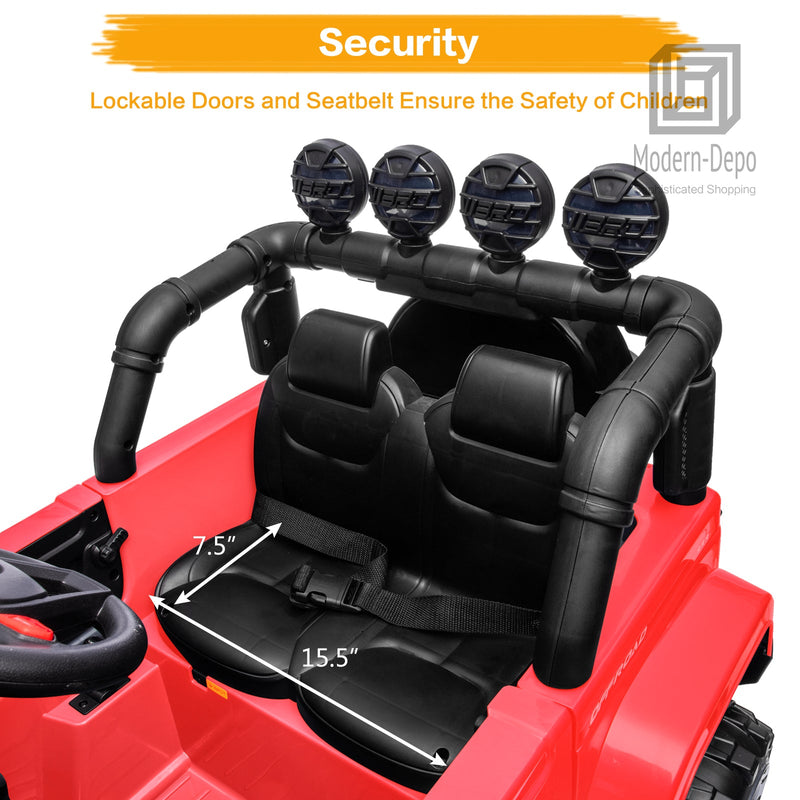 Jeep Kids Ride On Car with Parent Remote Control, Customizable Stickers, and LED Lights - 12V