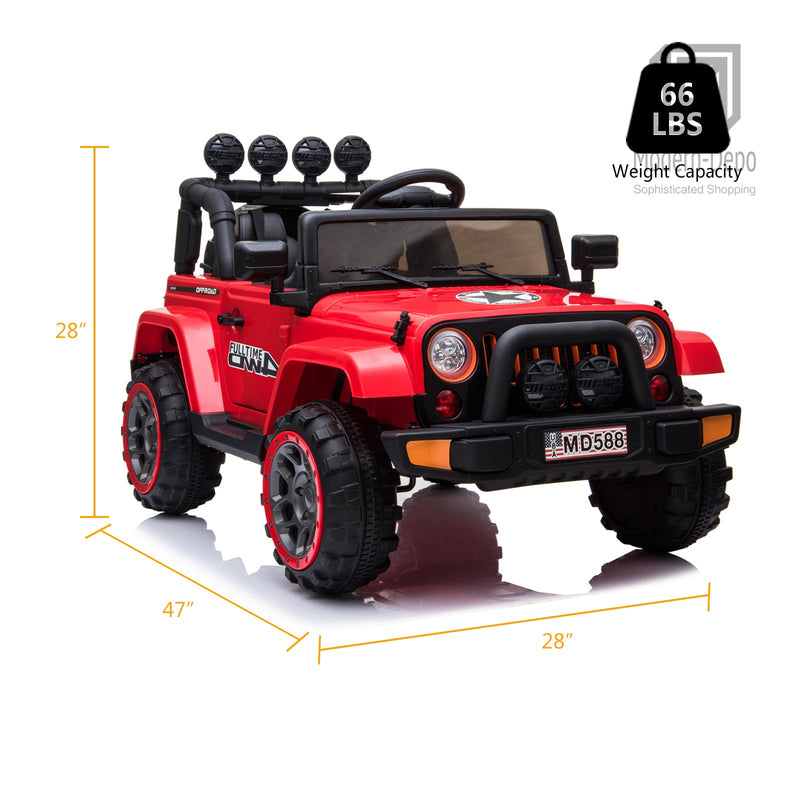 Jeep Kids Ride On Car with Parent Remote Control, Customizable Stickers, and LED Lights - 12V