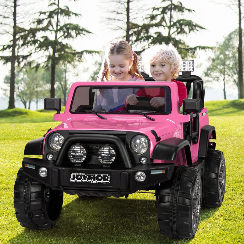 JOYMOR 12V 2-Seater Ride On Truck for Kids with Remote Control, MP3 Player, LED Lights, and Horn