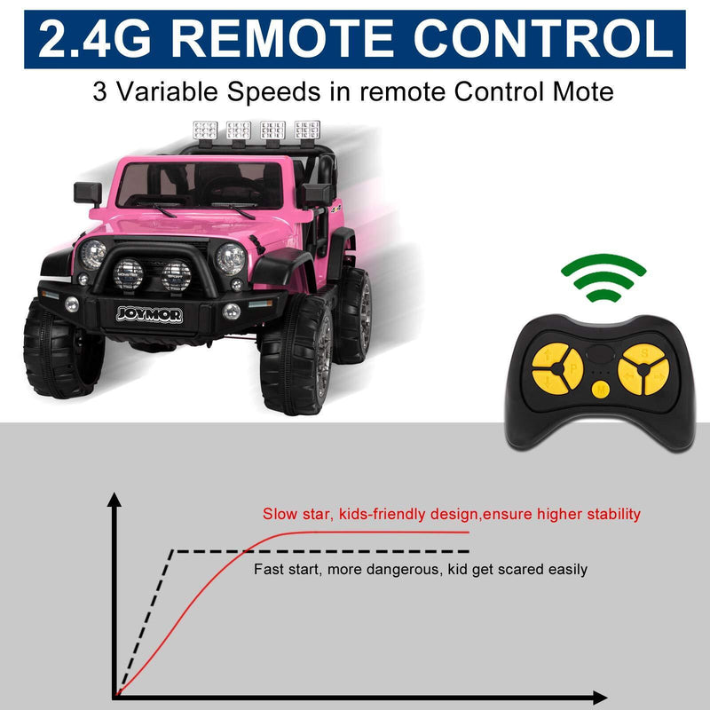 JOYMOR 12V 2-Seater Ride On Truck for Kids with Remote Control, MP3 Player, LED Lights, and Horn