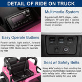 JOYMOR 12V 2-Seater Ride On Truck for Kids with Remote Control, MP3 Player, LED Lights, and Horn