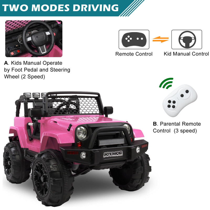 JOYMOR 12V Kids Ride on Truck with Remote Control, Spring Suspension, Music, and Horn