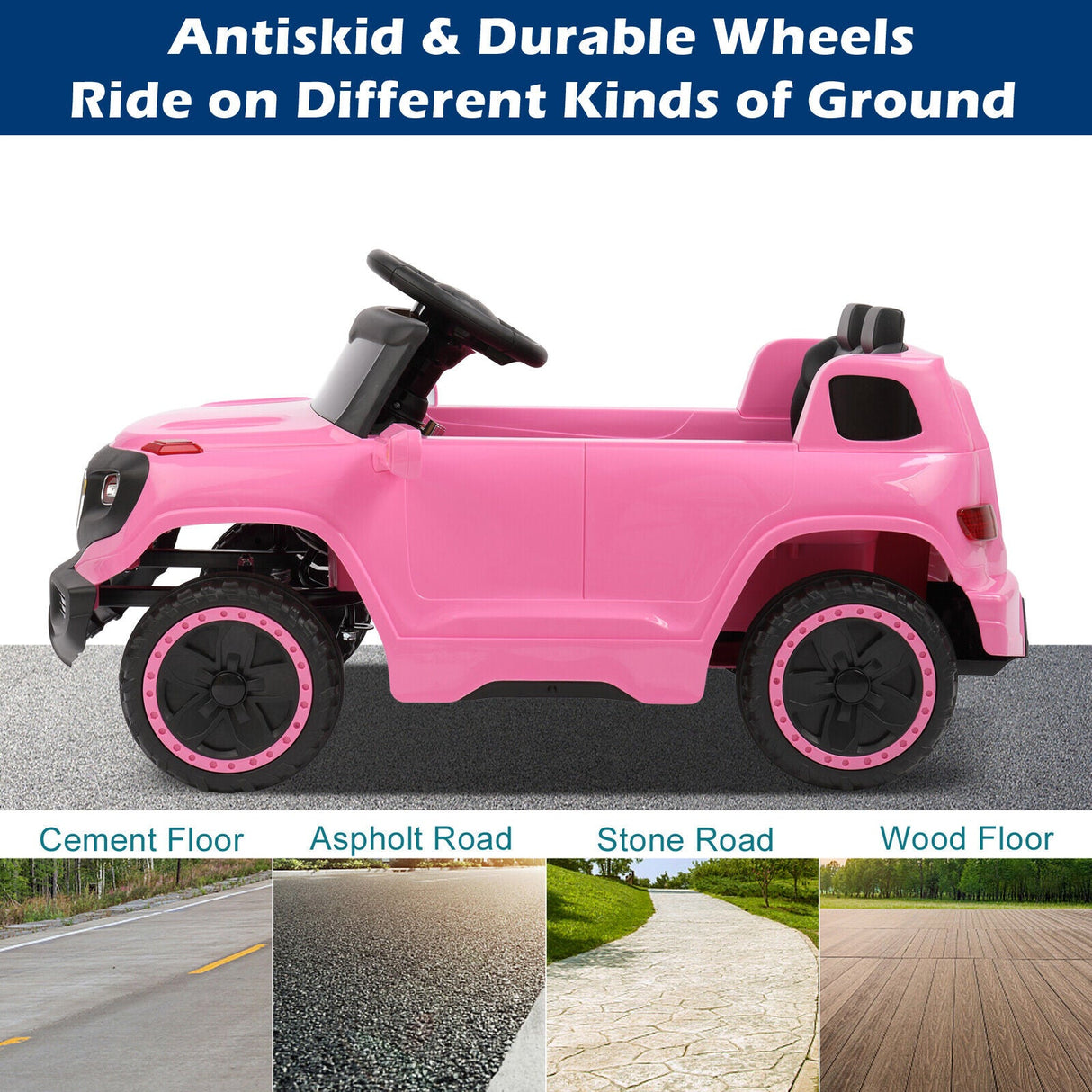 JOYMOR 6V Electric Ride-On Truck for Kids with Remote Control, Music, LED Lights, and Horn