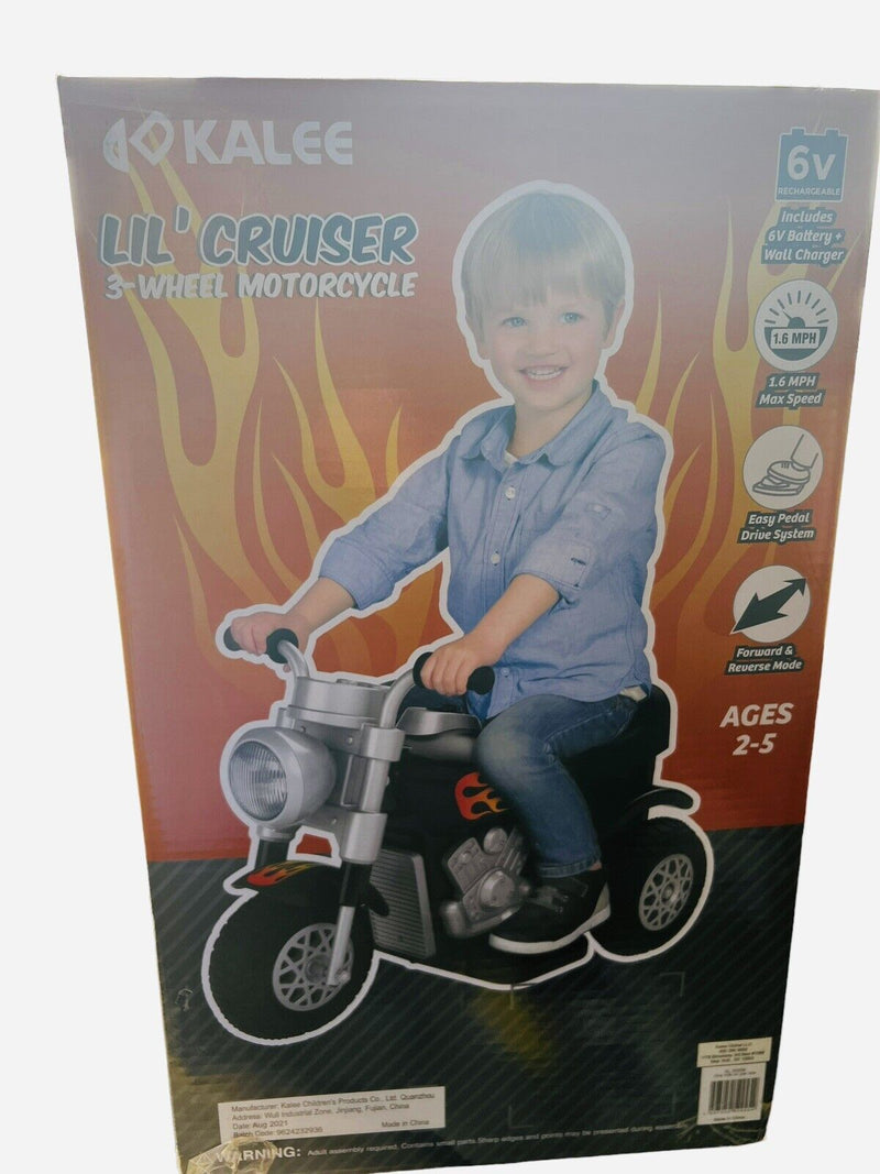 Kalee 6V Black Little Cruiser Motorcycle - Battery Powered Ride-On for Ages 2-5