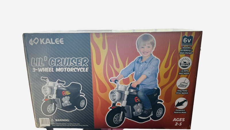 Kalee 6V Black Little Cruiser Motorcycle - Battery Powered Ride-On for Ages 2-5