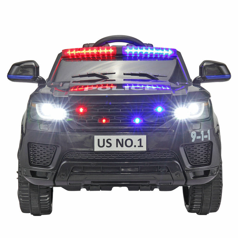 Kid Ride on Police Car with Parental Remote Control - 12V Battery Powered Electric Truck