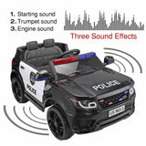 Kid Ride on Police Car with Parental Remote Control - 12V Battery Powered Electric Truck