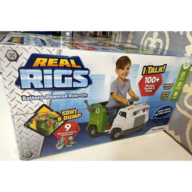 Kid Trax Real Rigs 6V Garbage Recycling Truck Ride-On in Green/White