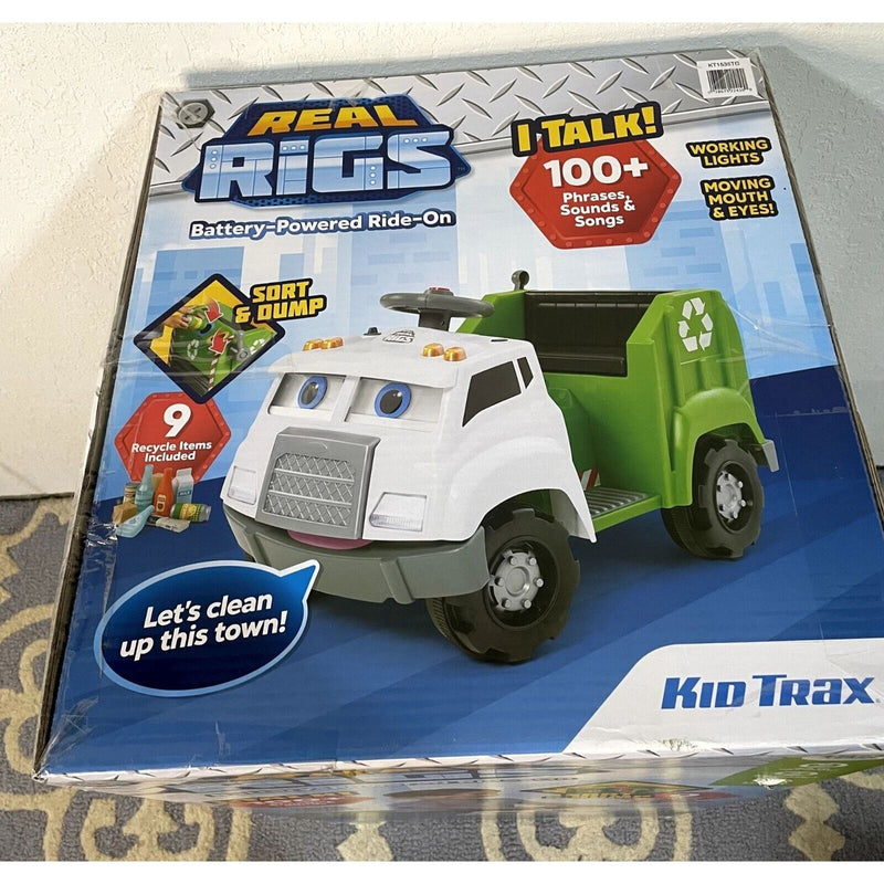 Kid Trax Real Rigs 6V Garbage Recycling Truck Ride-On in Green/White