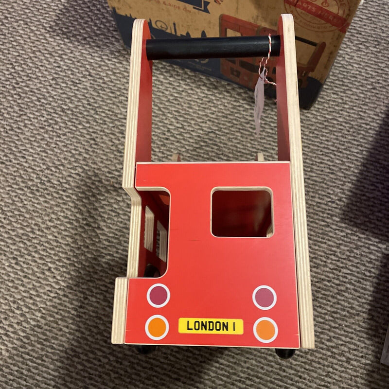 Kiddimoto London Bus Walker and Ride-On Toy for Toddlers (12-24 Months)