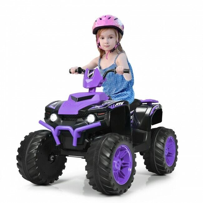 Kids 4-Wheeler ATV Quad Ride On Car with LED Light & Music - Purple