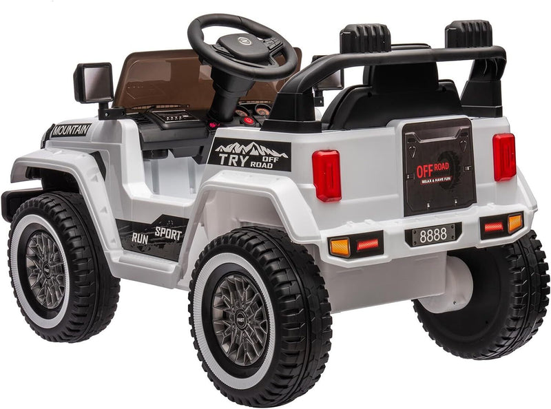 Kids Electric Ride On Jeep Toy Car with Remote Control and Music - 12V, 3 Speeds, White