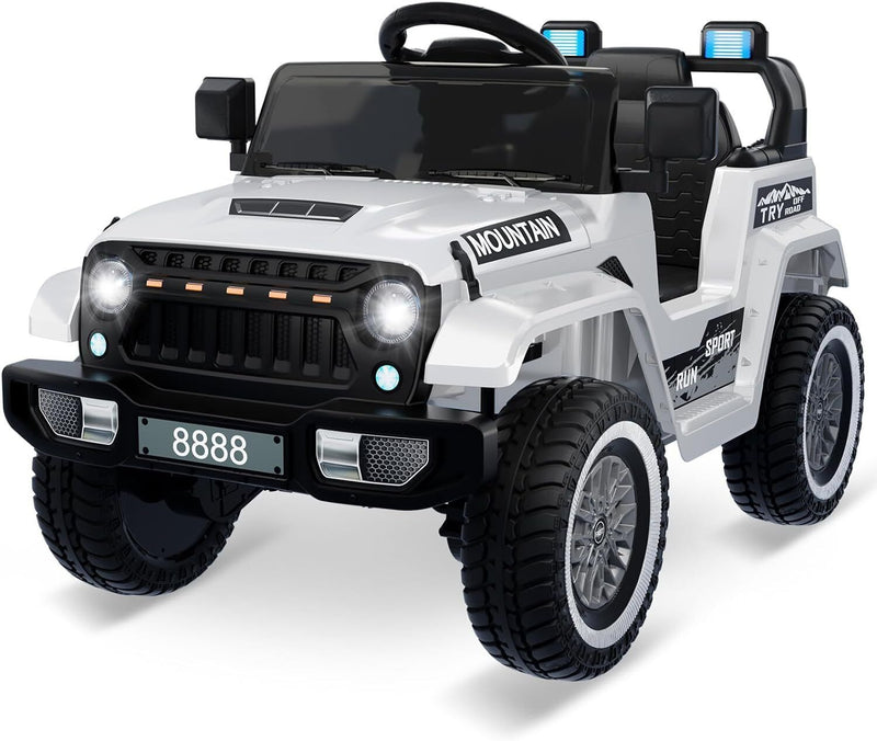 12V Electric Ride On Jeep Toy Car for Kids with Remote Control, Music, and LED Lights - 3 Speed Options