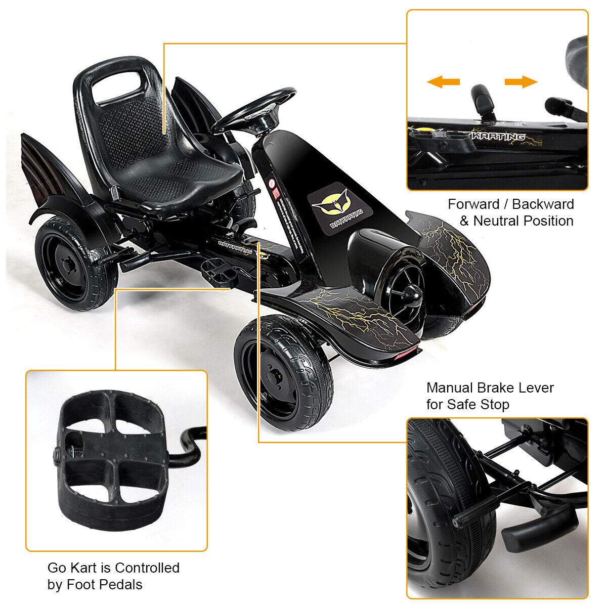 Kid's Go Kart Pedal Car with Clutch & Hand Brake - Perfect Christmas Gift!